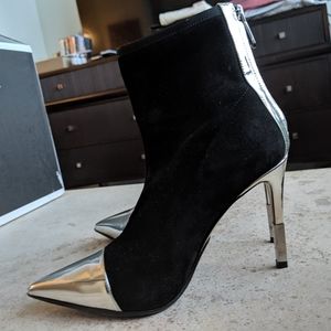 Balmain Suede Booties Black and Silver